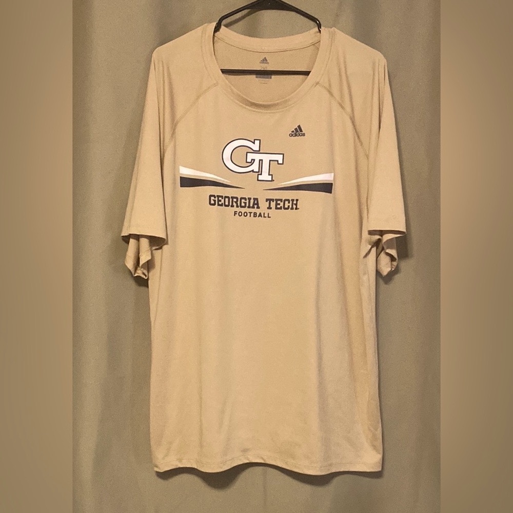 Georgia Tech Adidas Climalite Gold Football Yellow Jackets Gold Tee Shirt M 2XL